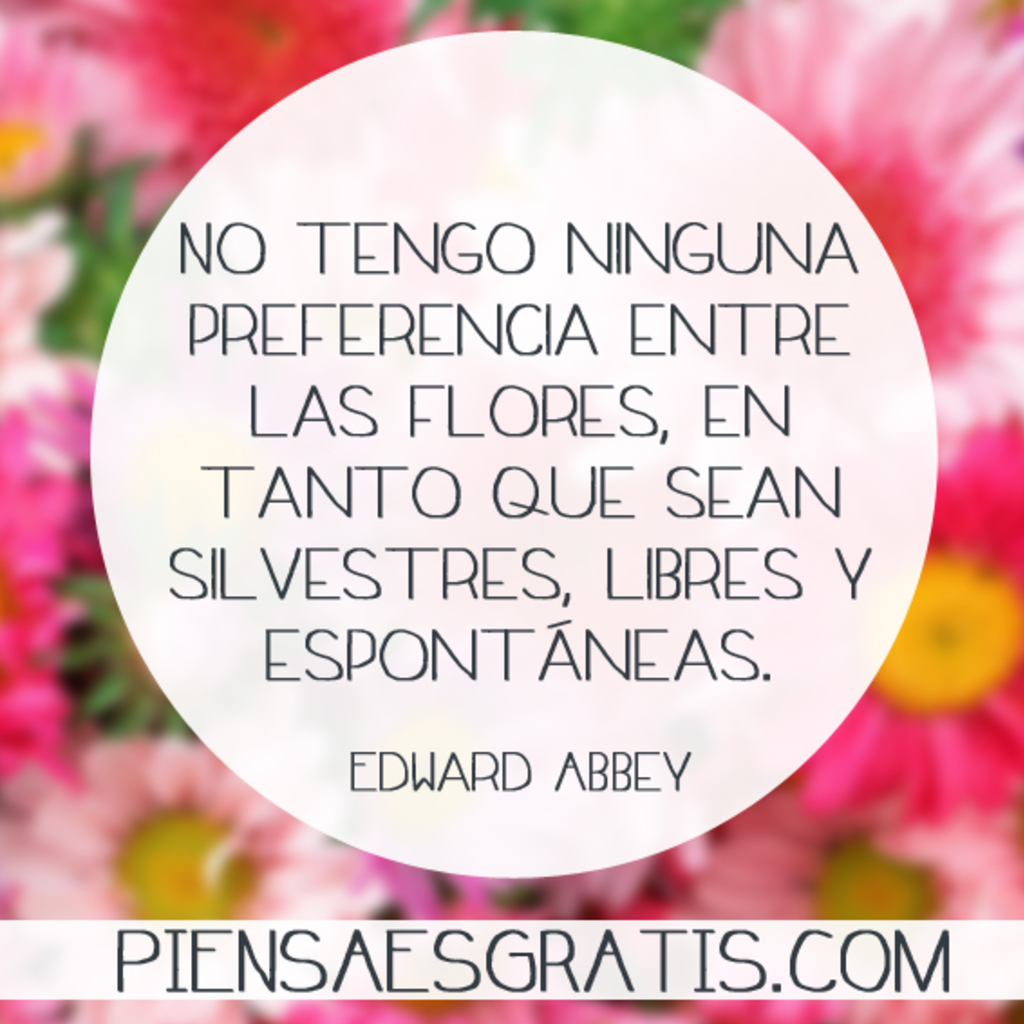 No tengo ninguna preferencia entre las flores, en tanto que sean silvestres, libres y espontáneas. - Edward Abbey